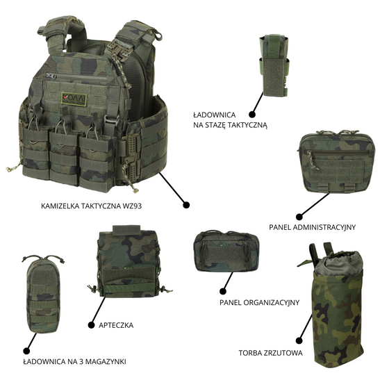Zestaw taktyczny Wz.93 +3 ładownice na magazynki Rozszerzony